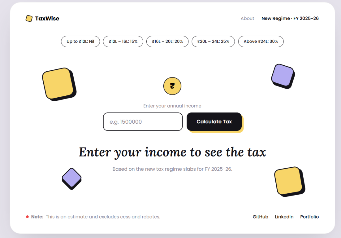 TaxWise calculator interface